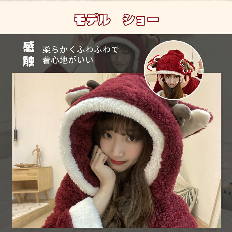 着ぐるみ パジャマ サンタ クリスマス  着ぐるみ パジャマ レディース 冬 秋 ルームウェア モコモコ パジャマ ワンピース パジャマ 着ぐるみ大人用 ワンピース 秋 冬 学生 お祭り イベント 可愛い 高校生 娘 プレゼント