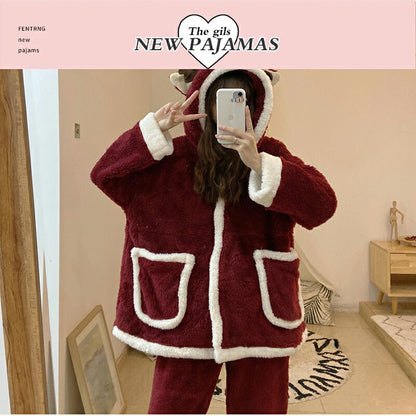 着ぐるみ パジャマ サンタ クリスマス  着ぐるみ パジャマ レディース 冬 秋 ルームウェア モコモコ パジャマ ワンピース パジャマ 着ぐるみ大人用 ワンピース 秋 冬 学生 お祭り イベント 可愛い 高校生 娘 プレゼント