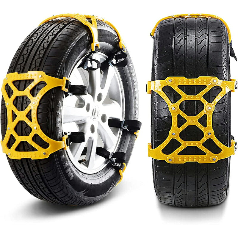 タイヤチェーン 車チェーン 非金属冬チェーン 6PCS 車用タイヤチェーン 簡単装着 低騒音、低振動 165-275mm車用タイヤチェーン ジャッキアップ不要 取付簡単 雪チェーン 緊急用 冬季 雪道 凍結 タイヤ 滑り止め
