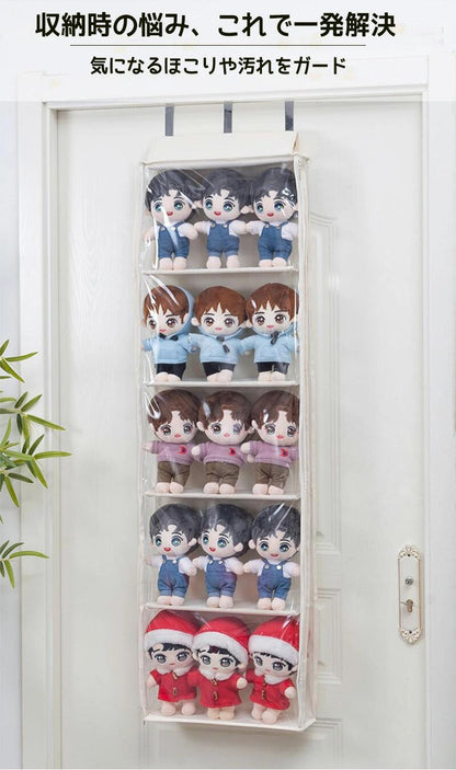 ウォールポケット ぬいぐるみ 5段/4段 6段 ぬいぐるみウォールポケット 収納ケース ディスプレイ コレクションケース 収納ボックス コレクション 収納 見せる収納 小物 ドア掛け収納式ポケット おしゃれ 収納ケース ビニール 大容量  4段 5段