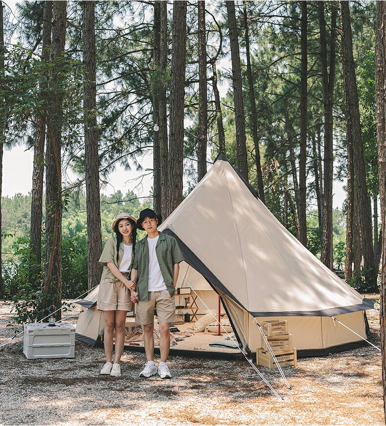 ワンポールテント ベル型 テント キャンプテント 5￣8人用テント 大型テント All.in 4m テント ベルテント ティピーテント アウトドア キャンプ 日除け 防風 防雨 UVカット 通気 防水 防虫 レジャー