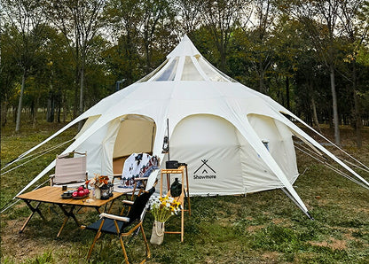 ワンポールテント ベル型 テント キャンプテント 8￣14人用テント 大型テント All.in 5m テント ベルテント ティピーテント アウトドア キャンプ 日除け 防風 防雨 UVカット 通気 防水 防虫 レジャー