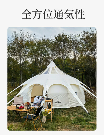 ワンポールテント ベル型 テント キャンプテント 8￣14人用テント 大型テント All.in 5m テント ベルテント ティピーテント アウトドア キャンプ 日除け 防風 防雨 UVカット 通気 防水 防虫 レジャー