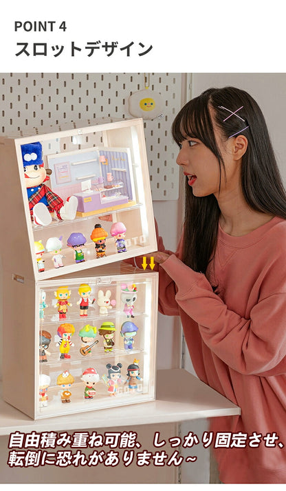 フィギュアケース LEDライト コレクションケース 収納 高品質 コレクション ボックス クリアケース 透明展示ケース 積み重ね可能 扉付き 完成品 透明 アクリル ボックス コレクションケース コレクションボックス アクリルケース