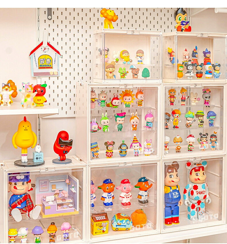 フィギュアケース LEDライト コレクションケース 収納 高品質 コレクション ボックス クリアケース 透明展示ケース 積み重ね可能 扉付き 完成品 透明 アクリル ボックス コレクションケース コレクションボックス アクリルケース