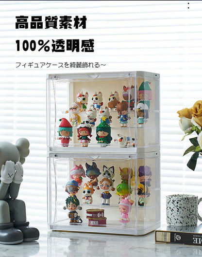 フィギュアケース コレクションケース LEDライト 収納 高品質 コレクション ボックス クリアケース 透明展示ケース 積み重ね可能 扉付き 組み立て 透明 アクリル ケース コレクションケース コレクションボックス アクリルケース