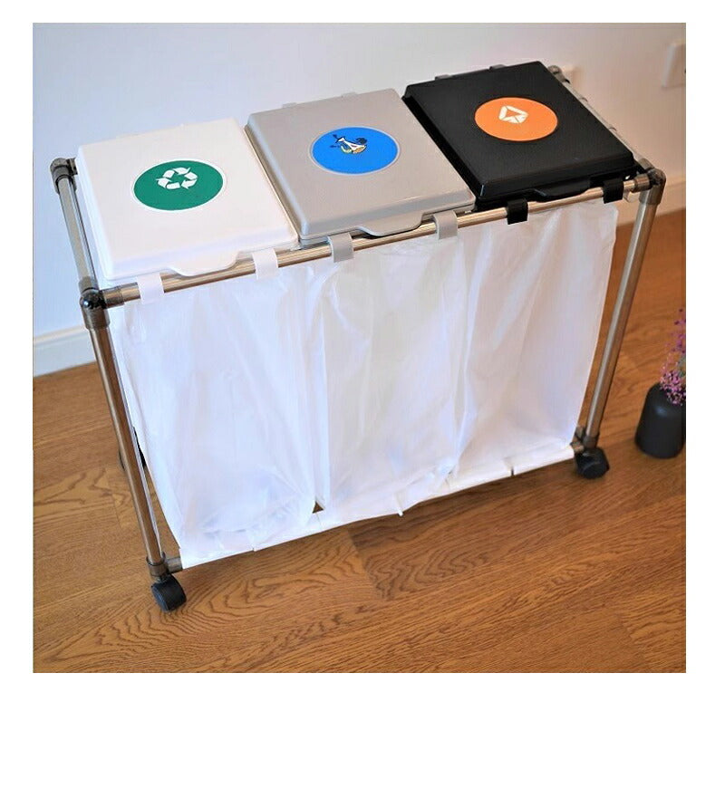ゴミ袋ホルダー 分別 ゴミ箱 キャスター付き 天板付きゴミ袋スタンド 45L対応 20L～30L袋可 ごみ箱 ふた付き ダストワゴン 蓋付き ダストボックス ハイタイプ おしゃれ 分別ゴミ袋ホルダー キッチン リサイクルスタンド