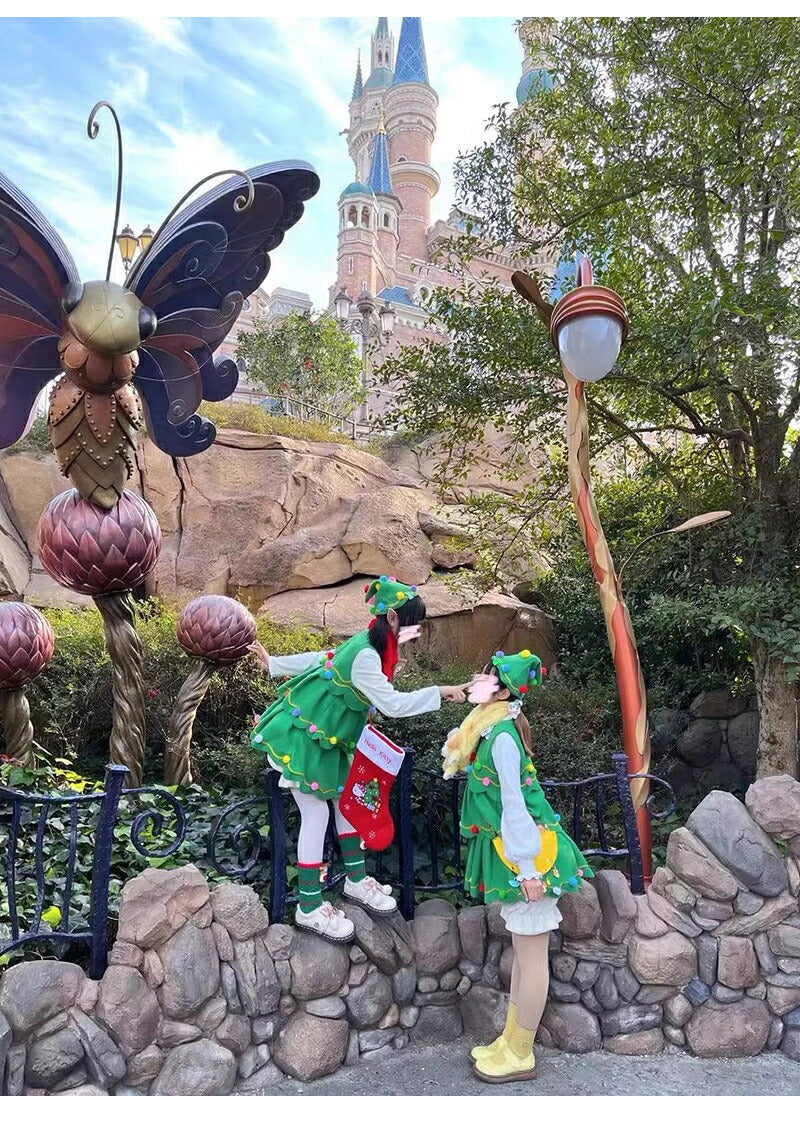 クリスマス コスプレ ベビー キッズ サンタクロース サンタ 子供 衣装 コスチューム ツリーワンピース 衣装 子供 子ども サンタ服 女の子 3点セット 長袖 防寒 ケープ付き クリスマス衣装 ワンピース マント 誕生日 ギフト