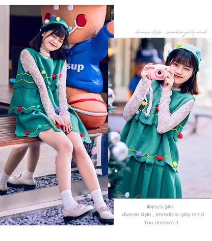 クリスマス コスプレ ベビー キッズ サンタクロース サンタ 子供 衣装 コスチューム ツリーワンピース 衣装 子供 子ども サンタ服 女の子 3点セット 長袖 防寒 ケープ付き クリスマス衣装 ワンピース マント 誕生日 ギフト