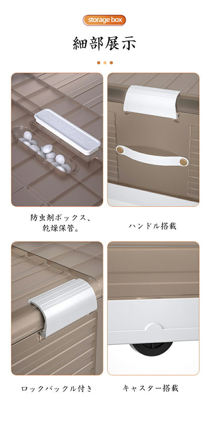 ベッド下 収納ボックス 75L/125L キャスター ソファ下 ベッド下ストレージ コンテナ 収納ボックス 折畳み 収納ケース 大容量 押入れ収納 組立簡単 積み重ね ベッド下収納ボックス 透明収納ケース 収納 小物 衣類 布団  衣装収納ボックス