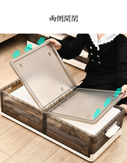 ベッド下 収納ボックス 42L/64L キャスター ソファ下 ベッド下ストレージ コンテナ 収納ボックス 折畳み 収納ケース 大容量 押入れ収納 組立簡単 積み重ね  透明収納ケース 収納 小物 衣類 布団  衣装収納ボックス