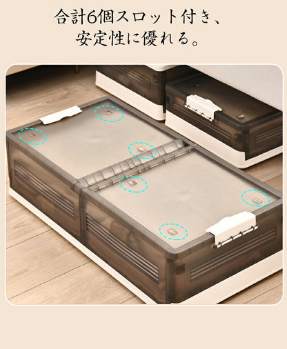 ベッド下 収納ボックス 42L/64L キャスター ソファ下 ベッド下ストレージ コンテナ 収納ボックス 折畳み 収納ケース 大容量 押入れ収納 組立簡単 積み重ね  透明収納ケース 収納 小物 衣類 布団  衣装収納ボックス