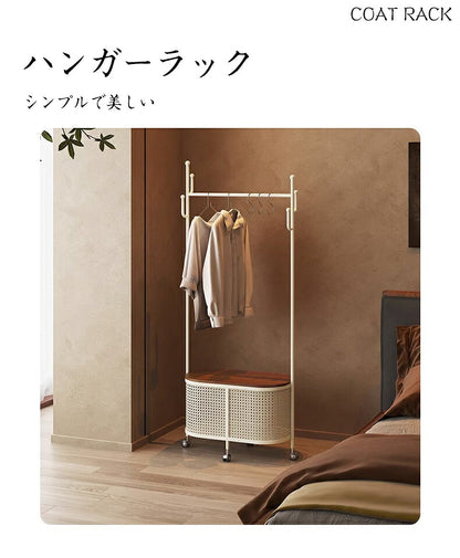 ハンガーラック コートハンガー スリム 頑丈  2way キャスター付き コート掛け ワードローブ 棚付き トローリーハンガー バスケット パイプハンガー スタイルハンガー  収納ラック 洋服掛け 省スペース シンプル おしゃれ