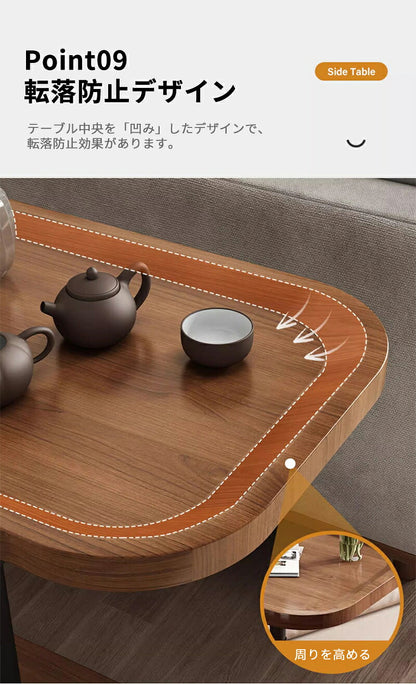サイドテーブル 収納 昇降式サイドテーブル ベッドテーブル デスク 在宅勤務 昇降式デスク パソコンデスク 幅46 高さ60-90CM レバー式 無段階高さ調節 サイド 昇降 木目 おしゃれ ベッド ソファ 高さ調節 省スペース 小さい 玄関 北欧 パソコン