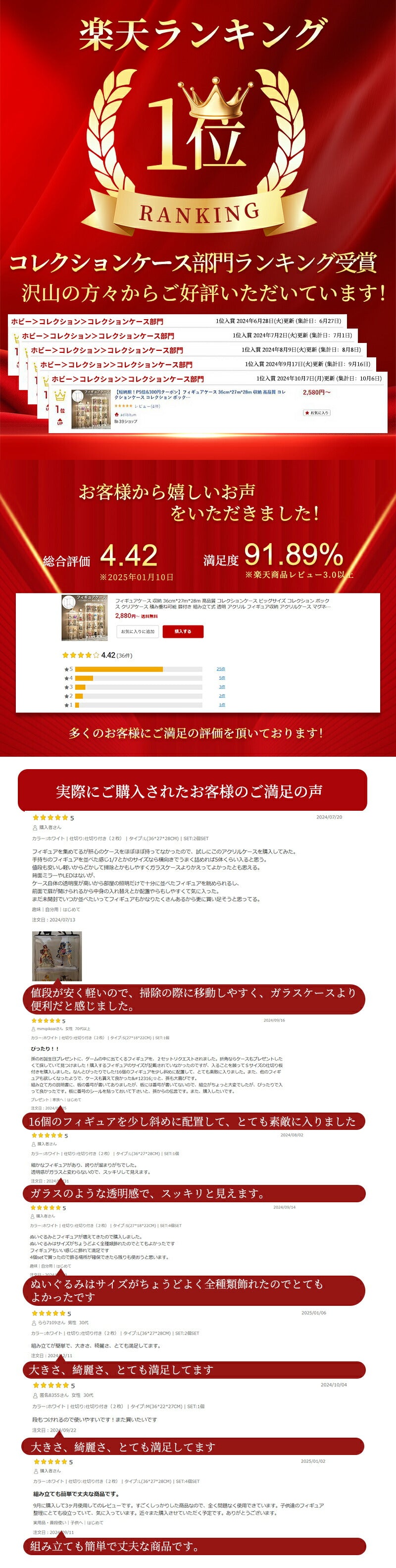 フィギュアケース 収納 36cm*27m*28m 高品質 コレクションケース ビッグサイズ コレクション ボックス クリアケース 積み重ね可能 扉付き 組み立てstorage-0136
