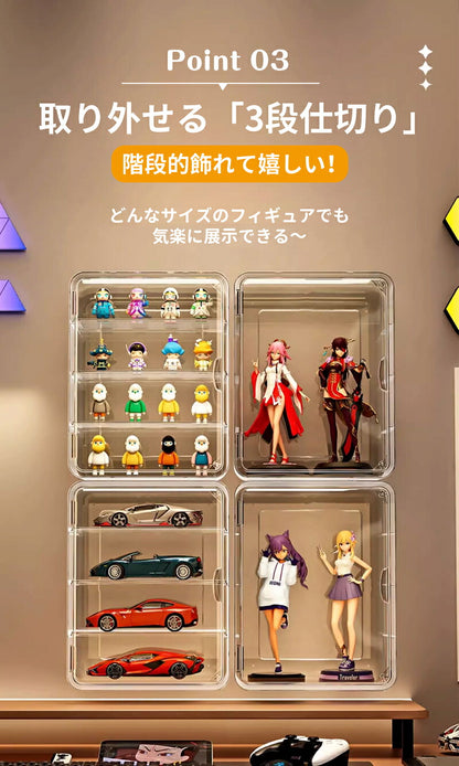 フィギュアケース 収納 クリアケース 高品質 コレクションケース 掛け式 コレクション ボックス クリアケース 透明展示ケース 積み重ね可能 扉付き 透明 アクリル  コレクションケース コレクションボックス アクリルケース