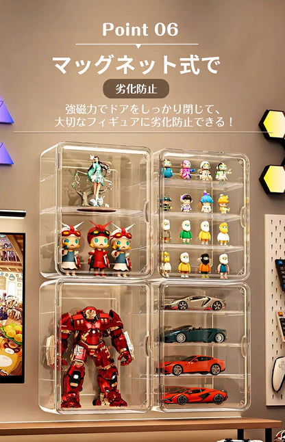 フィギュアケース 収納 クリアケース 高品質 コレクションケース 掛け式 コレクション ボックス クリアケース 透明展示ケース 積み重ね可能 扉付き 透明 アクリル  コレクションケース コレクションボックス アクリルケース