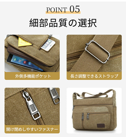ショルダーバッグ メンズ 肩掛けカバン カバン 肩掛け 斜めがけ キャンバス 通勤 通学 肩がけ 大きめ 父の日 実用 大容量 軽い かっこいい 横型 2way 帆布 肩掛けショルダーバッグ 斜め掛け 肩掛けバッグ 肩掛け鞄 PC