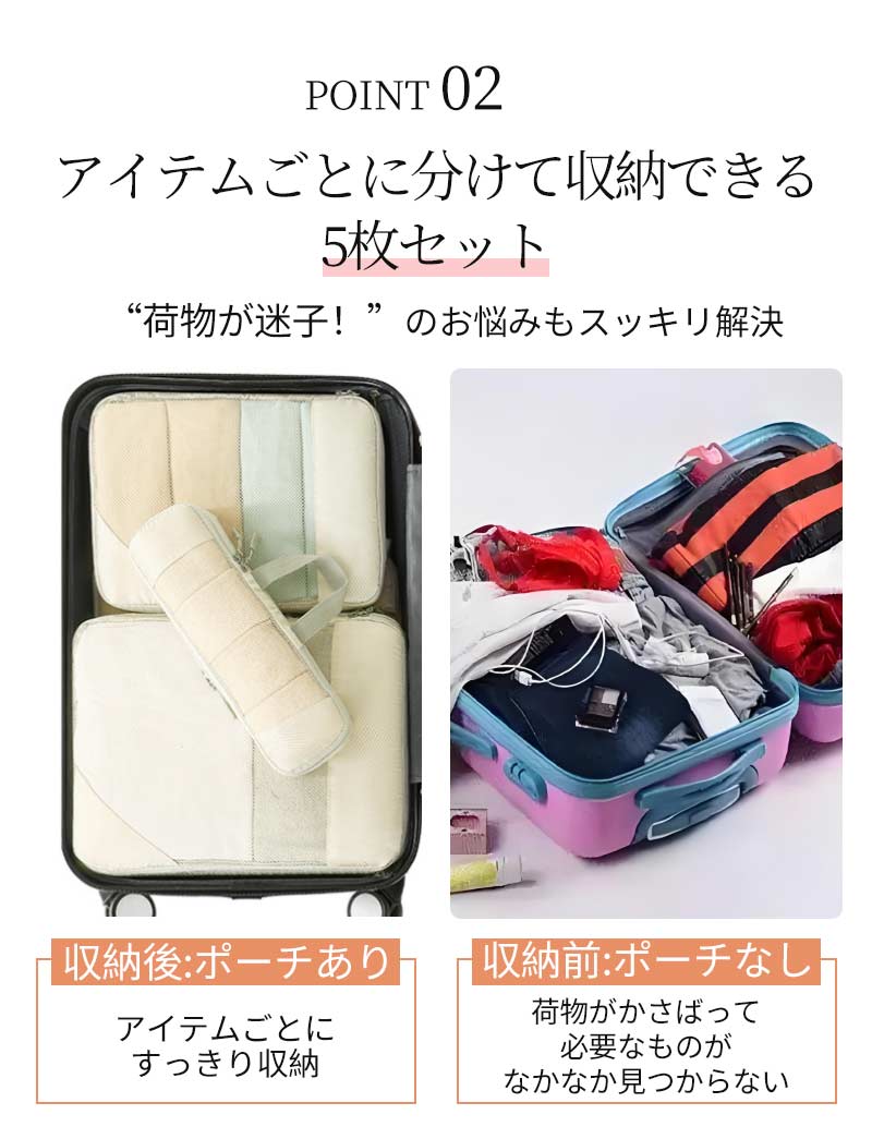 5点セット 圧縮袋 ファスナー 収納ポーチ メッシュ トラベルポーチ  出張 ポーチ 圧縮 収納ポーチ 旅行 トラベル キャリーケース 整理 パッキング おしゃれ トトラベルケース ラベルグッズ  軽量 洗える   衣類仕分け 多機能