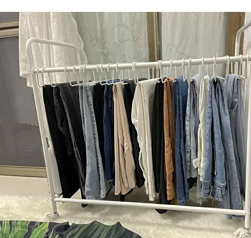 スラックスハンガー 20本掛け パンツハンガー 24本/30本掛け ズボン 収納 キャスター付き スチール製 送料無料 押入れ ハンガーラック 衣類収納 ウォーslack-hanger