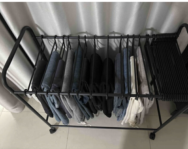 スラックスハンガー 20本掛け パンツハンガー 24本/30本掛け ズボン 収納 キャスター付き スチール製 送料無料 押入れ ハンガーラック 衣類収納 ウォーslack-hanger