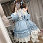 仮装 ハロウィン衣装 長袖ロリータワンピース お姫様 ドレス jskゴスロリ＆ロリータ服 lolitaスカラップ  裾フリル 蝶結び小熊付き 可愛い 萌え萌え 中学生 高中生 レディース 日系  メイド服 切り替え風 コスプレ 学園祭 イベント ハロウィン コスチューム 変装 日常着