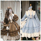 仮装 ハロウィン衣装 長袖ロリータワンピース お姫様 ドレス jskゴスロリ＆ロリータ服 lolitaスカラップ  裾フリル 蝶結び小熊付き 可愛い 萌え萌え 中学生 高中生 レディース 日系  メイド服 切り替え風 コスプレ 学園祭 イベント ハロウィン コスチューム 変装 日常着