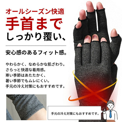 手指サポーター 着圧 手袋サポーター 手首 手指 サポート バネ指 関節炎 手首固定 腱鞘炎 親指 サポーター 固定 手用サポーター 圧縮 マッサージ 指なし 手首サポーター ハーフフィンガー スポーツ パソコン グローブ 引き締め オールシーズン