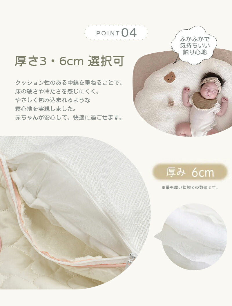 サニーマット ベビーマット 洗える 厚手 85cm 円形 お昼寝マット 赤ちゃん クッション ラグ キルティング 刺繍 月齢フォト 寝相アート ごろ寝マット プレイマット よちよち 爬行 ラウンド 出産祝い プレゼント かわいい おしゃれ