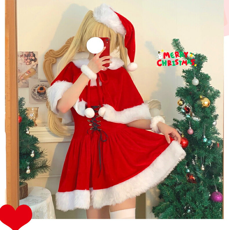 サンタコス セクシー レディース 大人  3点セットノースリーブ 膝丈  サンタ コスプレ ワンピース レディース クリスマス 衣装 女性 コスプレサンタ ワンsanta-001