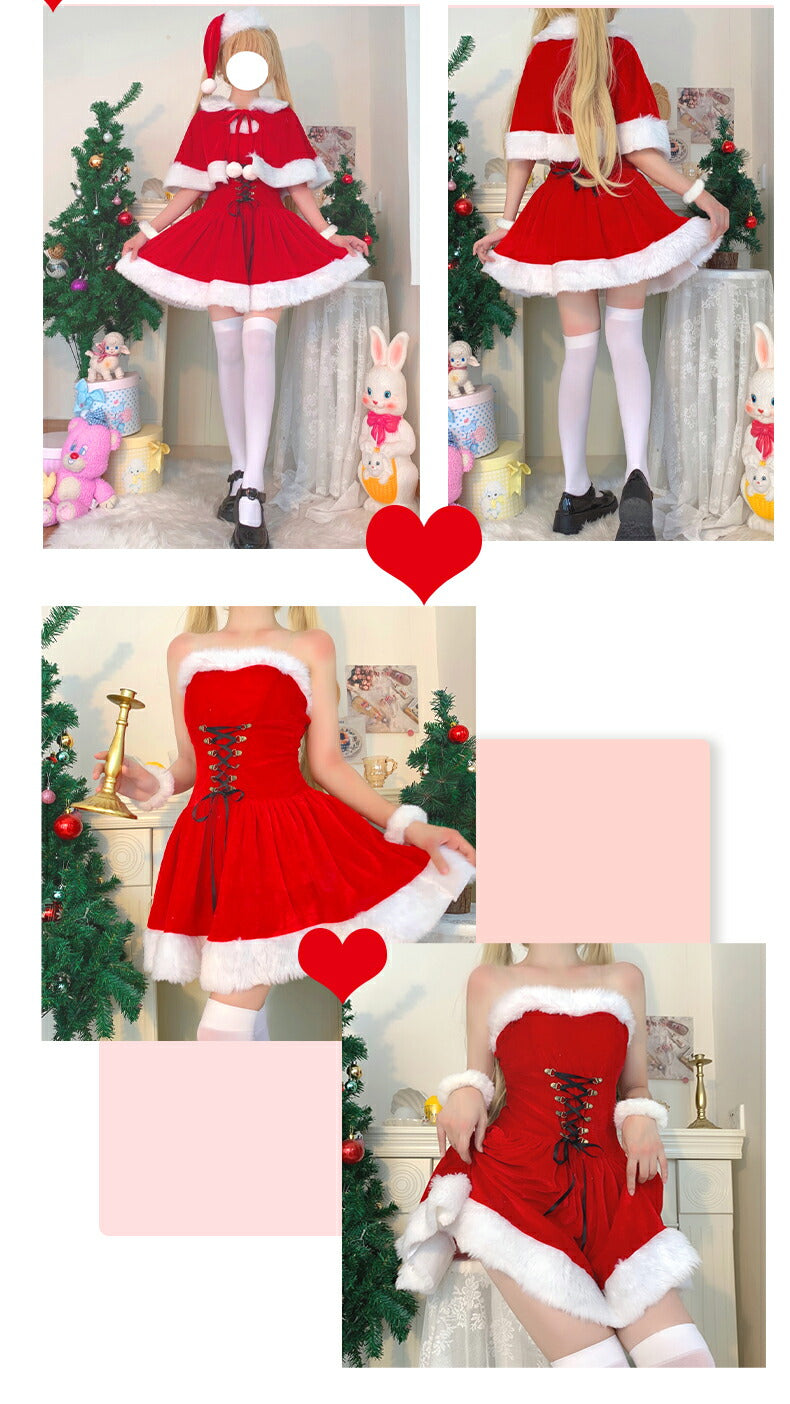 サンタコス セクシー レディース 大人  3点セットノースリーブ 膝丈  サンタ コスプレ ワンピース レディース クリスマス 衣装 女性 コスプレサンタ ワンsanta-001
