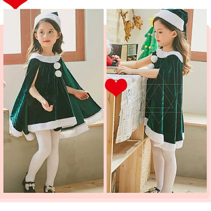 サンタコス 女の子 ポンチョ 3点セット ジュニア キッズ クリスマス コスチューム マント 子供服 帽子 キッズ服 演出服 サンタコスプレ クリスマス ワンピース 仮装 クリスマスプレゼント 子供 コスプレ サンタ コスプレ 衣装 サンタ服