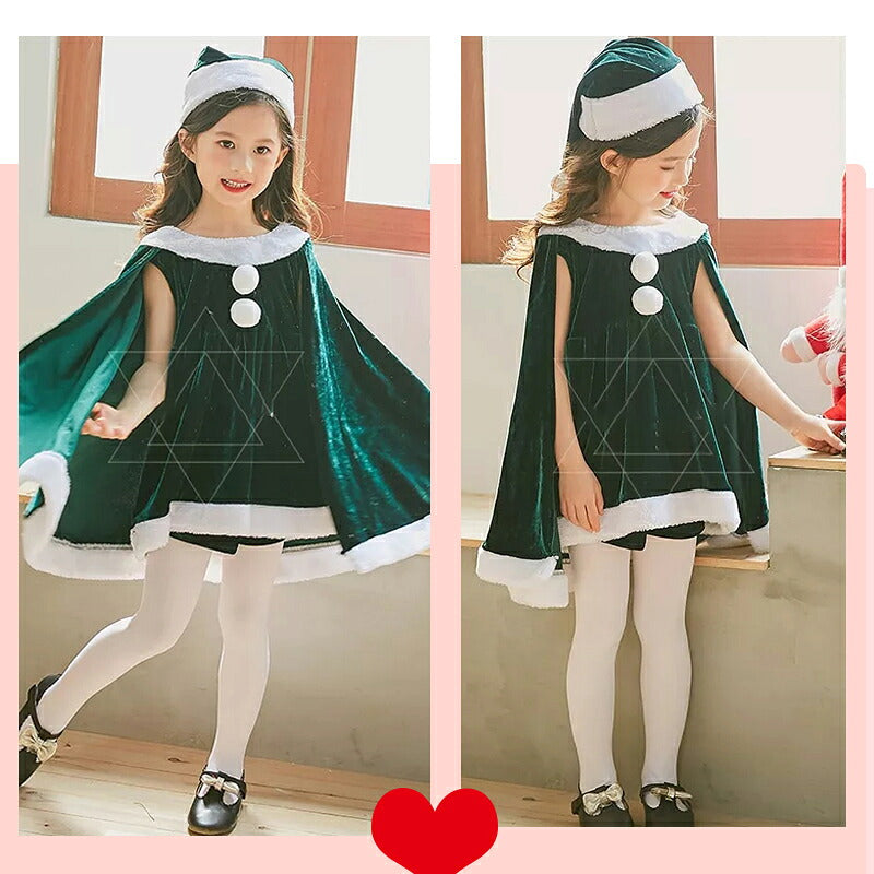 サンタコス 女の子 ポンチョ 3点セット ジュニア キッズ クリスマス コスチューム マント 子供服 帽子 キッズ服 演出服 サンタコスプレ クリスマス ワンピース 仮装 クリスマスプレゼント 子供 コスプレ サンタ コスプレ 衣装 サンタ服