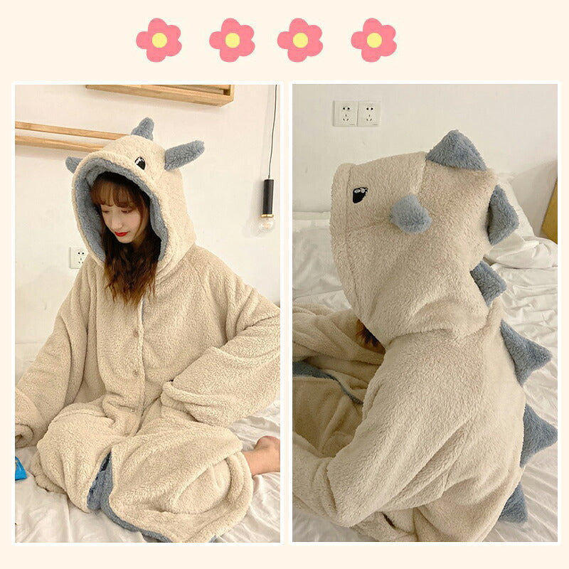 着ぐるみ パジャマ 恐竜 パジャマ レディース 冬 秋冬 ルームウェア モコモコ パジャマ ワンピース パジャマ 着ぐるみ パジャマ レディース 大人用  ワンピース 秋 冬 学生 お祭り イベント 可愛い 高校生 娘 プレゼント かわいい