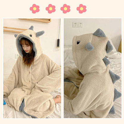着ぐるみ パジャマ 恐竜 パジャマ レディース 冬 秋冬 ルームウェア モコモコ パジャマ ワンピース パジャマ 着ぐるみ パジャマ レディース 大人用  ワンピース 秋 冬 学生 お祭り イベント 可愛い 高校生 娘 プレゼント かわいい
