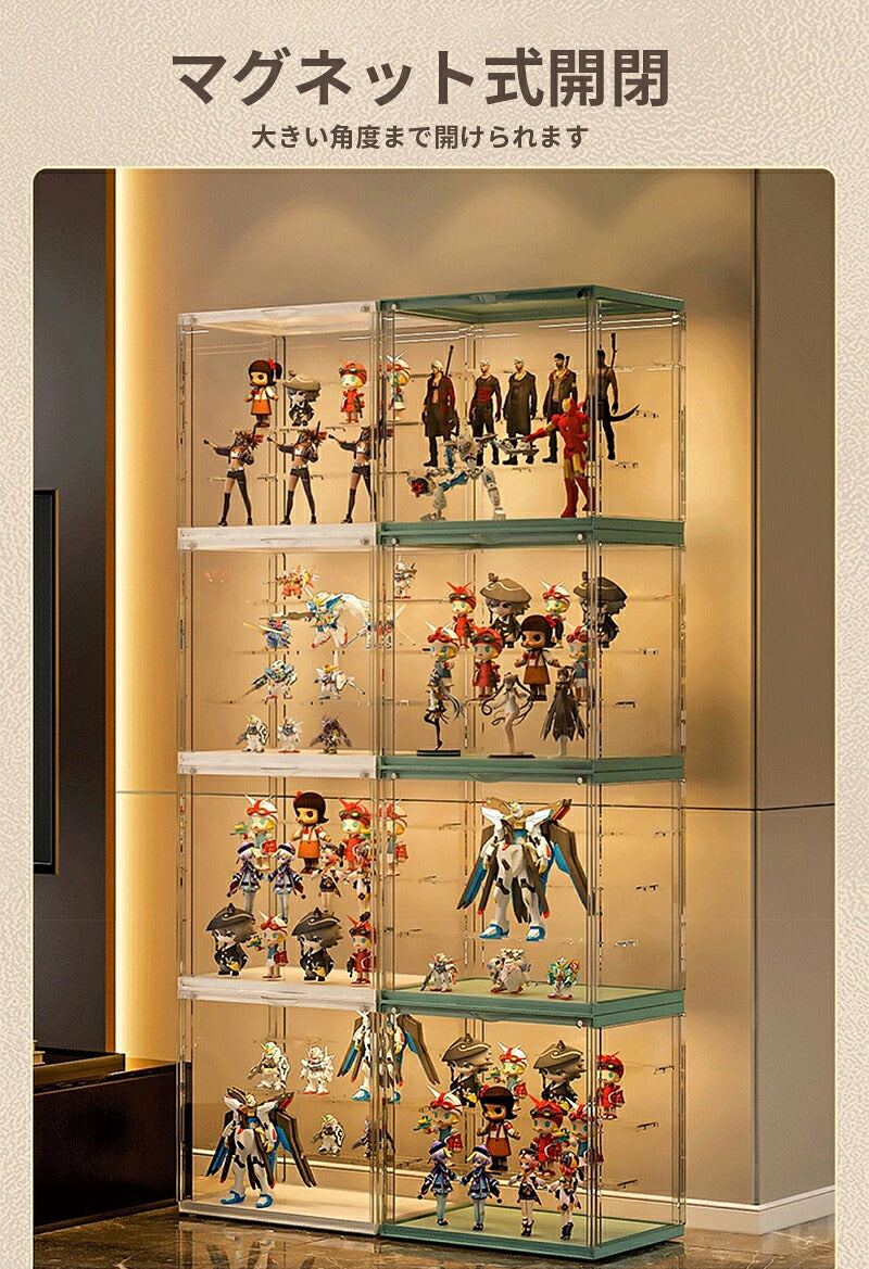 【楽天1位&安心3ヶ月保証】フィギュアケース 収納 高品質 背面ミラー コレクションケース コレクションボックス クリアケース 透明展示ケース 積み重ね可能 扉付き 組み立て式 透明 アクリル ケース ボックス アクリルケース 3段 3階