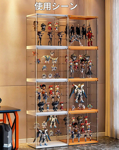 【楽天1位&安心3ヶ月保証】フィギュアケース 収納 高品質 背面ミラー コレクションケース コレクションボックス クリアケース 透明展示ケース 積み重ね可能 扉付き 組み立て式 透明 アクリル ケース ボックス アクリルケース 3段 3階