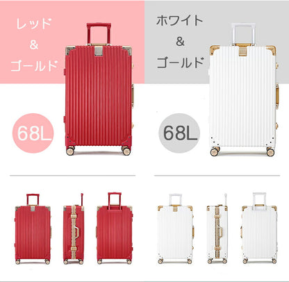 スーツケース キャリーケース フレームタイプ 68L 軽量 ダイヤルロック ダブルキャスター シンプル ビジネス バッグ L サイズ 7泊 無料受託手荷物 大容量 海外 国内 旅行 ロック ハードケース キャリーバッグ