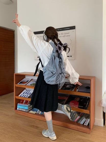 リュック ショルダーバッグ レディース ドローストリング かわいい 学生 軽量 通勤 通学 ジップ ポケットいっぱい リュックサック バックパック 韓国人気 新学期 入学祝い おしゃれ カジュアル ブラック ブルー