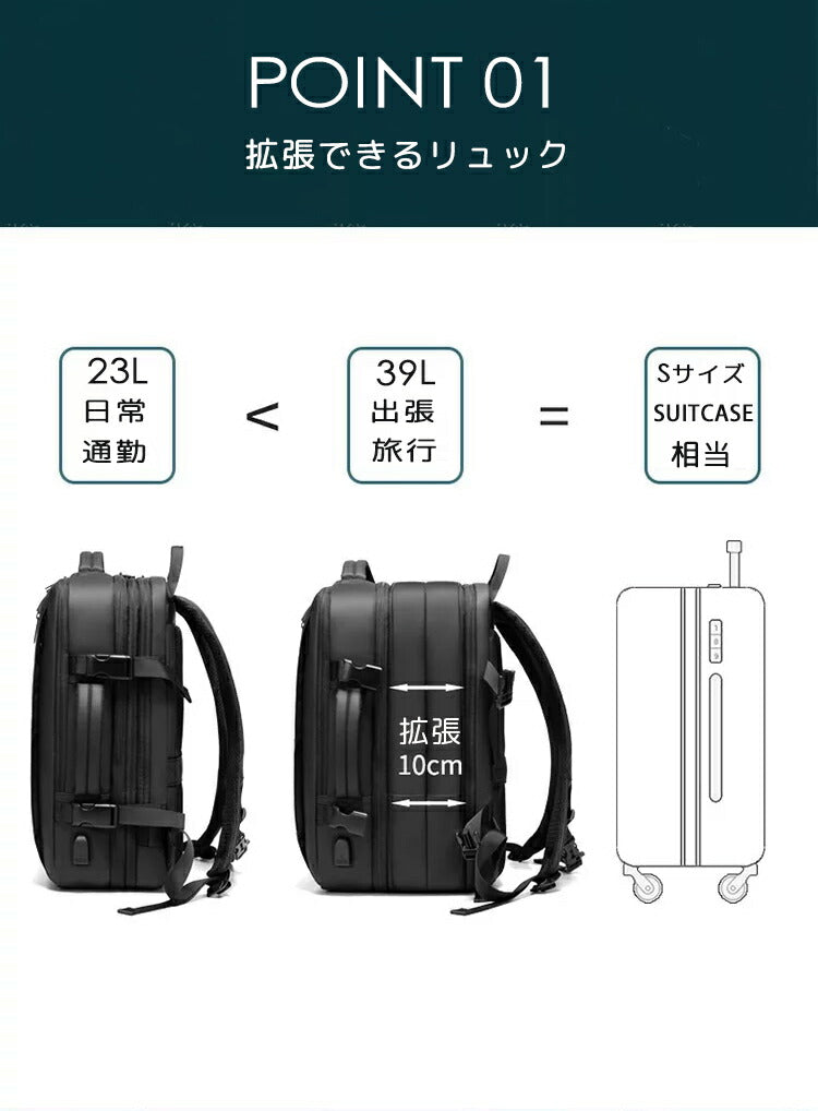 ビジネスリュック 拡張 ビジネスリュック メンズ ビジネスリュック 大容量 ビジネスリュック 3way リュック メンズ ビジネスバッグ ビジネス リュック リュックサック PCバッグ 防水 カバン バックパック 軽量