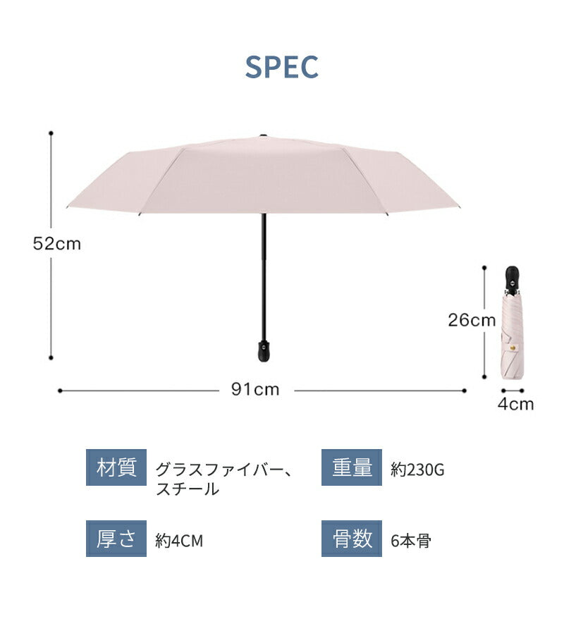 日傘 折りたたみ傘 折り畳み傘 折畳傘 雨傘 晴雨兼用 完全遮光 UVカット99％ UPF50+ 紫外線対策 遮熱 涼しい 自動開閉 ワンタッチ 軽量 超軽量 丈夫 6本骨 大きめ コンパクト 防水 撥水 速乾 濡れない レディース メンズ 男女兼用 かわいい 春 夏 梅雨