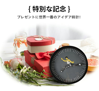 掛け時計 壁掛け ビニール壁掛け時計 カンフー時計 ブルースリーカンフー壁掛け時計 装飾 リビングルーム ベッドルーム キッチン 黒 白