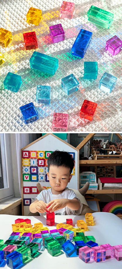 ジュエル積み木 ジュエルブロック アクリル積み木 知育玩具 おもちゃ パズル アクリルキューブ クリスタル カラフル クリア 色彩教育 子供 キッズ 1歳 4歳 親子 おしゃれ ギフト 誕生日プレゼント 出産祝い クリスマスプレゼント 新年 正月