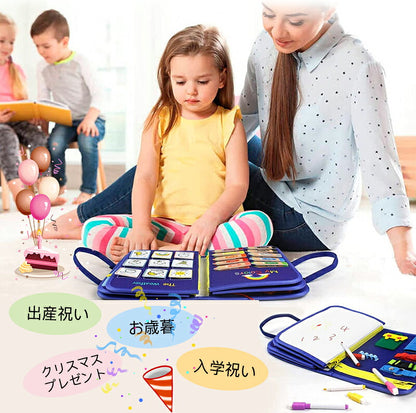 ビジーボード モンテッソーリ 幼児向け 知育玩具 お着替えの練習 おもちゃ 赤ちゃん 知育バッグ 学習パズル 94種学習機能 幼児 指先訓練 子ども 誕生日 プレゼント 女の子 男の子 人気ギフト 指先 知育 教具 靴紐結び ボタン 0歳 1歳 2歳