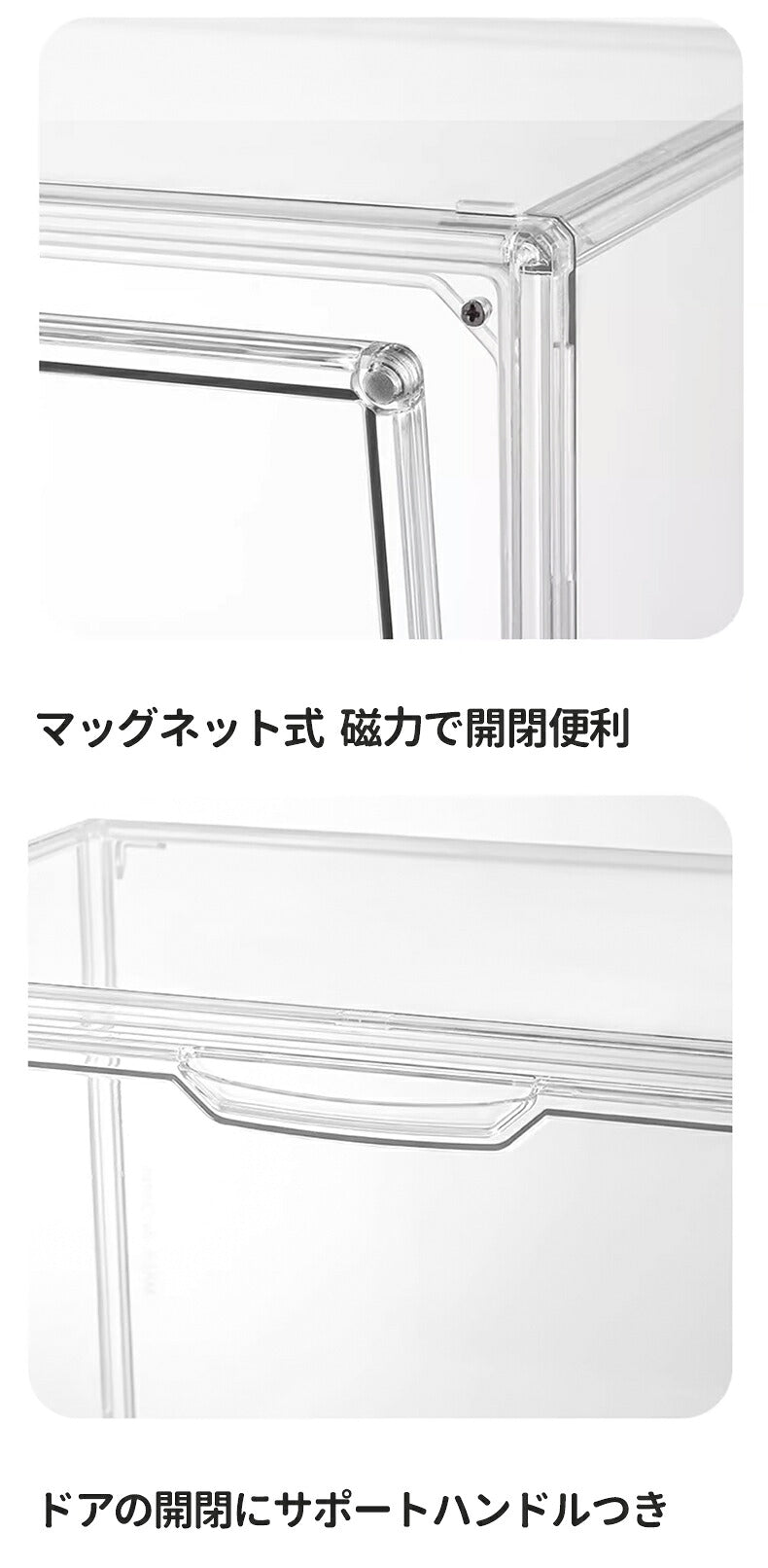 コレクションケース 収納 高品質 完全透明 バック収納 コレクション ボックス クリアケース 透明展示ケース 積み重ね可能 扉付き 組み立て式 透明 レディースバック 展示ボックス 劣化防止 アクリル  コレクションボックス アクリルケース