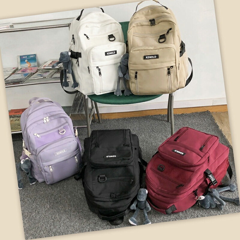 リュック 女子 通学 リュックサック レディース バックパック メンズ ナイロン 大容量 軽量 撥水 A4 15.6 pc 2way ベルト付き 男女兼用 学生 韓国 多機能 アウトドア 登山 スポーツ おしゃれ かわいい 黒 男子 通学リュック