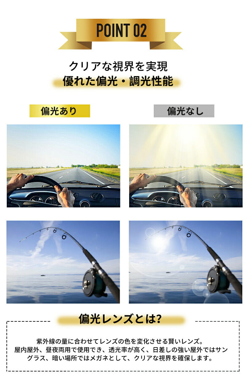 眼鏡 偏光 メガネ 調光 サングラス メンズ 偏光サングラス スポーツサングラス ドライブ 釣り UVカット glasses-001