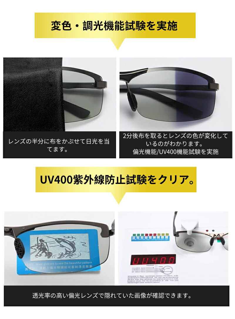 眼鏡 偏光 メガネ 調光 サングラス メンズ 偏光サングラス スポーツサングラス ドライブ 釣り UVカット glasses-001