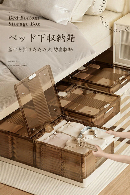 ベッド下 収納ケース 折りたたみ 40L/75L 収納ボックス キャスター付き ソファ下 ベッド下ストレージ コンテナ キャスター付き 折畳み 収納ケース 大容量 押入れ収納 組立簡単 ベッド下収納ボックス 収納 透明収納ケース 積み重ね