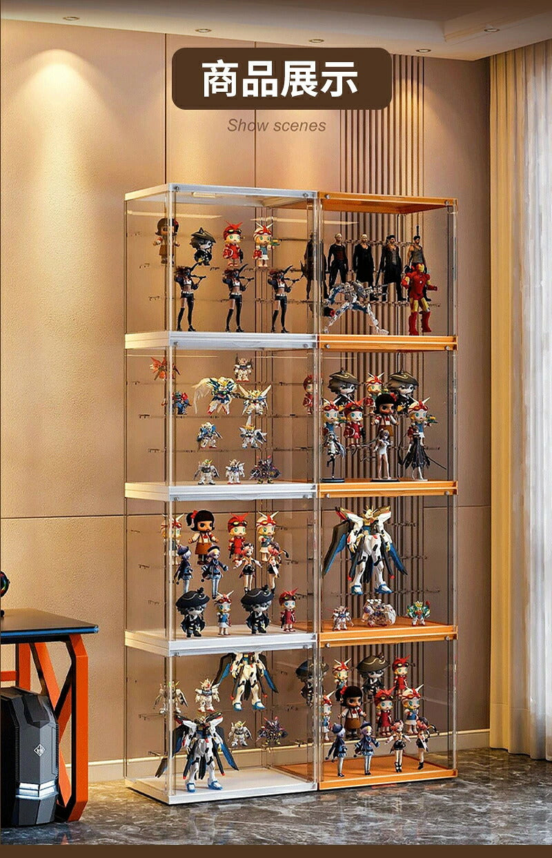 フィギュアケース 収納 高品質 背面ミラー コレクションケース コレクションボックス クリアケース 透明展示ケース 積み重ね可能 扉付き 組み立て式 透明 ケース 3段 3階 ボックス アクリルケース  アクリル